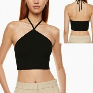 Dreamers by Debut Black Ribbed Halter Top - Babaton Style - Size S